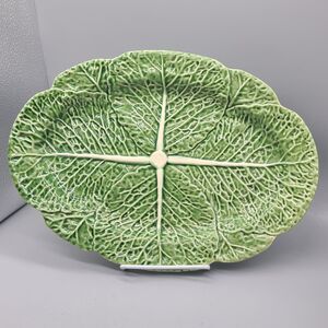 Bordallo Pinheiro Green Cabbage Oval Serving Platter 14.5" x 10.5" Portugal